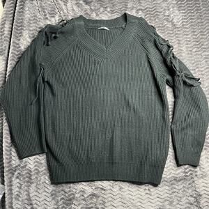 SHEIN Curve‎ Lace Up Shoulder Sweater Black XL